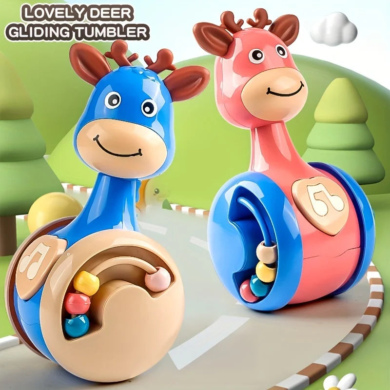 SONGYI Roly Poly Deer Tumbler Toy for Babies 6–12 Months – Wobbler Sensory Toy for Infants & Toddlers