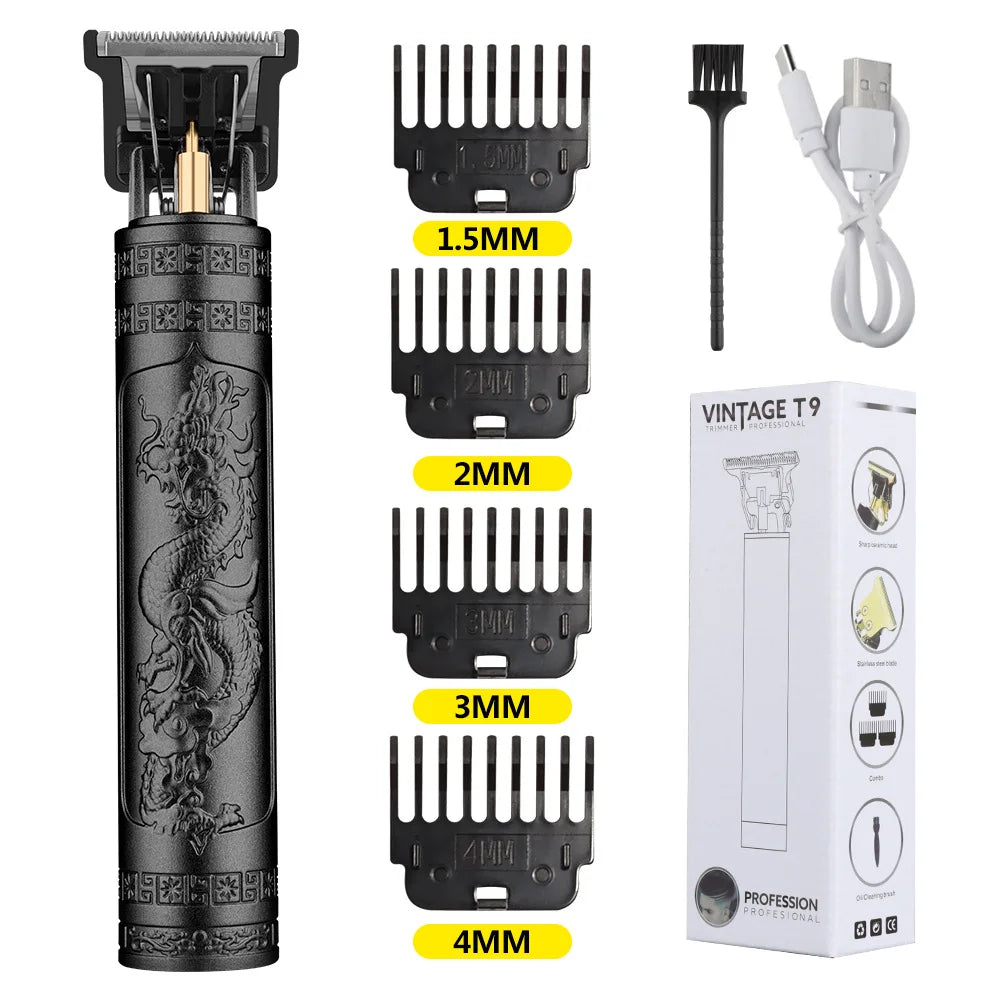 FKIV T9 Retro Hair Clipper Set – Wet/Dry, USB Fast Charge, 60-Min Runtime, 100-240V