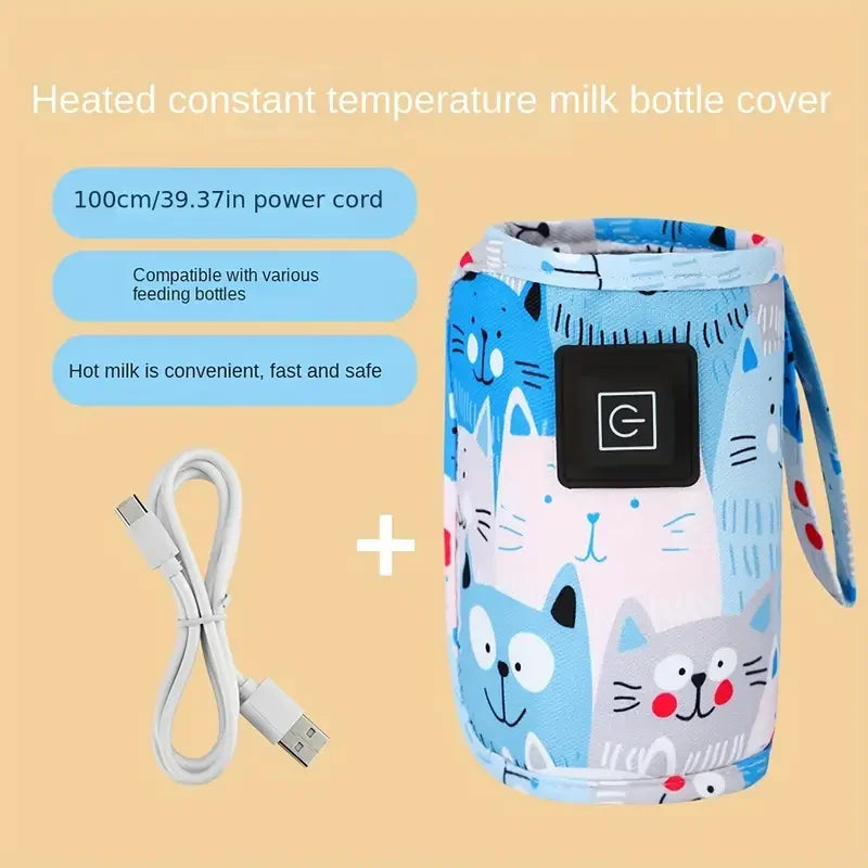 USB Portable Baby Bottle Warmer with Insulated Bag – Travel Nursing Bottle Heater for Stroller, 0–36 Months