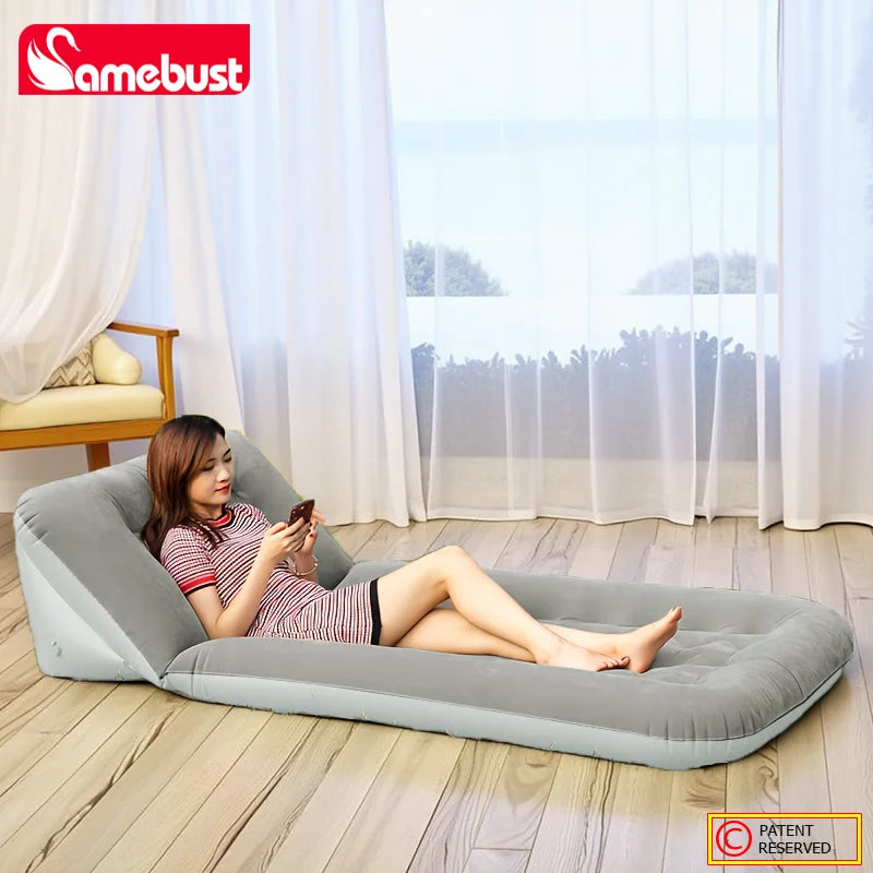 CAMEBUST Foldable Car Air Mattress – Inflatable Sofa Bed for Home & Outdoor Use, Brown/Grey