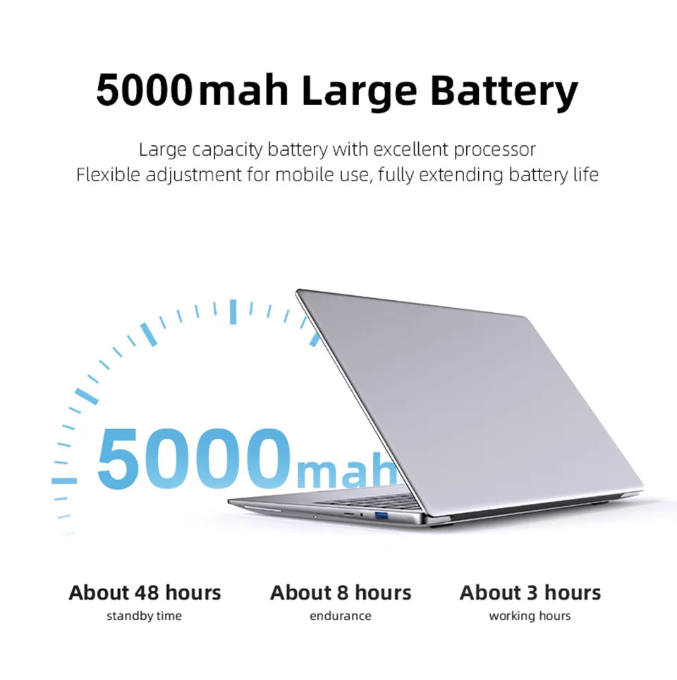 14.1" Intel Atom A3950 Ultra Slim Laptop – 12GB DDR3, Up to 2TB SSD, Windows 11 Pro