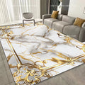 Modern Golden Frame Luxury Carpet – Washable Large Area Rug for Living Room & Bedroom
