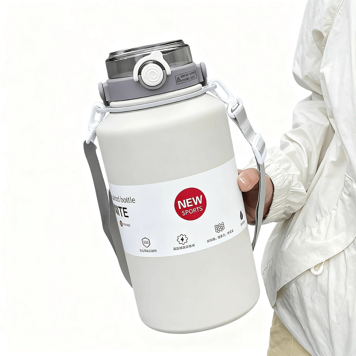 2000ml Large Capacity Insulated Stainless Steel Water Jug with Handle & Dual Lids – 24Hr Cold, 12Hr Hot