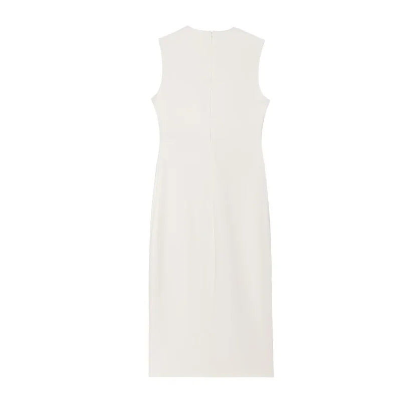 Button-Up Sleeveless Sundress — Slim A-Line Midi Casual Elegant Dress