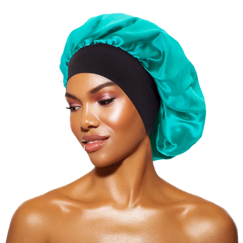 Satin Sleep Bonnet — Wide-Brim Hair Care Cap
