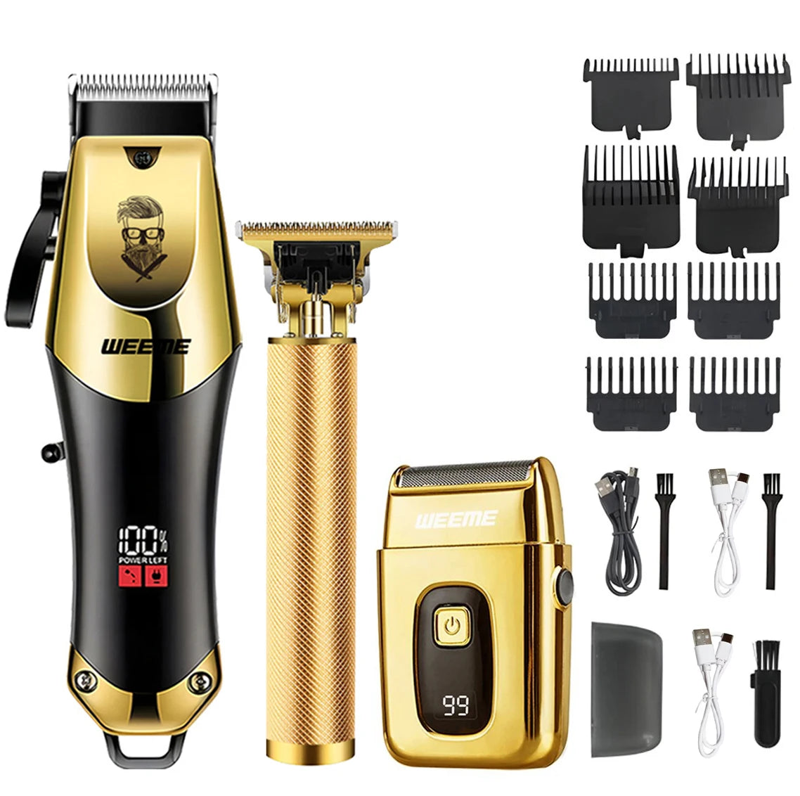 T9 Vintage Men's Electric Hair Clipper & Beard Trimmer – Rechargeable, Wet/Dry, Nose Trimmer Kit