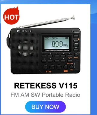 RETEKESS V115 Portable FM AM SW Radio — Rechargeable with USB