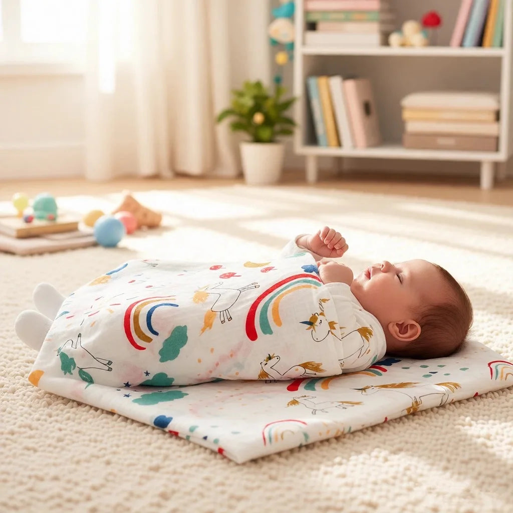 4-Layer Gauze Baby Bath Towel – Soft Cotton Infant Washcloth, Newborn Bathrobe & Swaddle Blanket