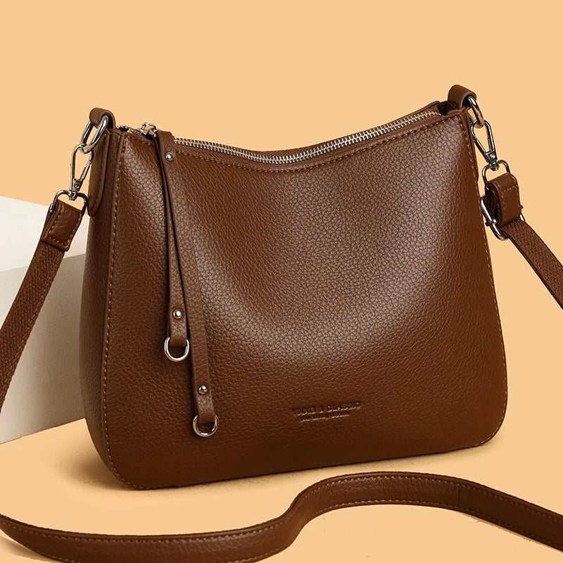 Luxury PU Letter Detail Shoulder Crossbody Tote Bag – Large Capacity Messenger Handbag for Women