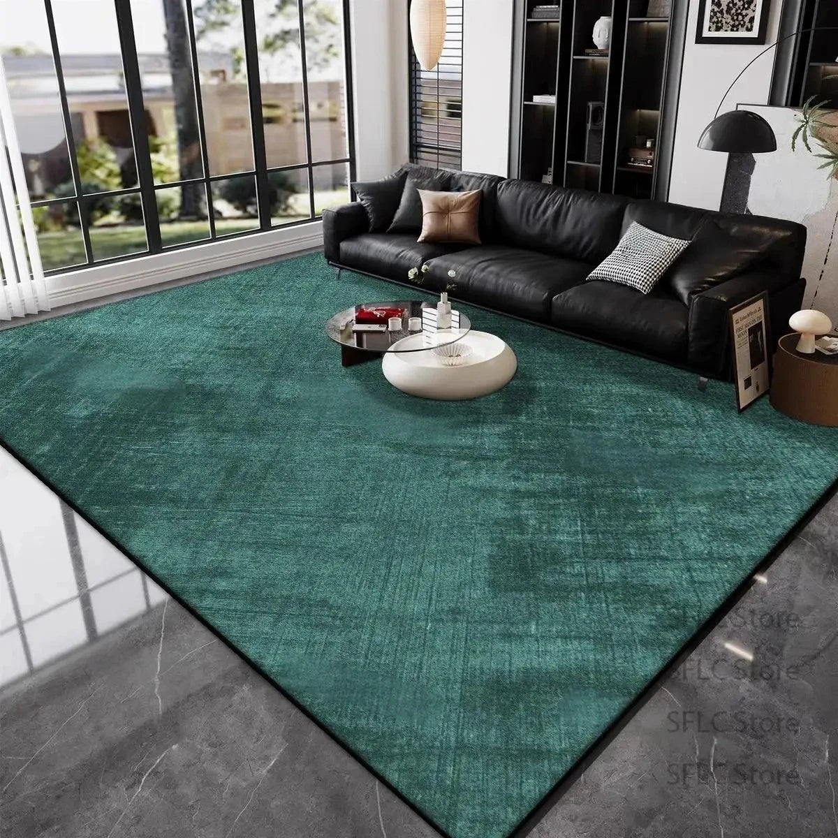 Plush Green Decorative Area Rug – Elegant Large Carpet for Living Room & Dining Room