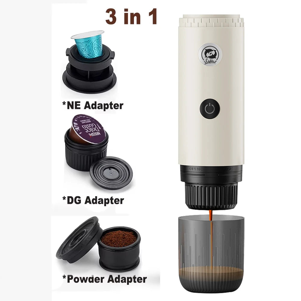 Espresso on the Go — 2-in-1 Portable Capsule & Powder Coffee Maker | USB-Powered, Nespresso & Dolce Gusto Compatible