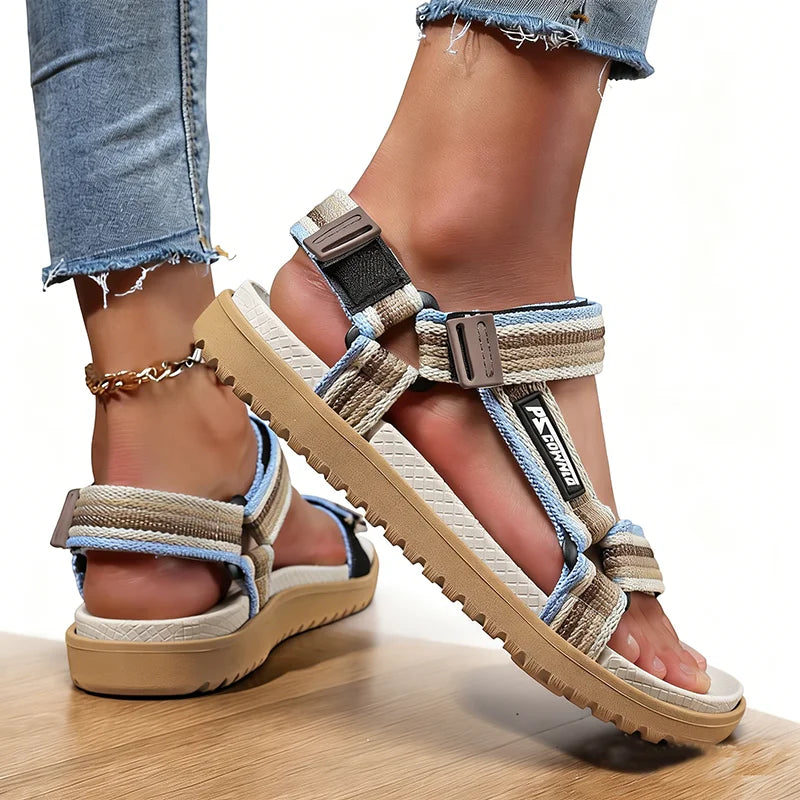 Women's Fashion Peep-Toe Flat Sandals – Casual Beach Holiday Shoes