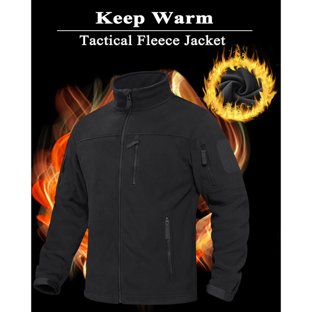 Men's Full Zip Fleece Hiking Windbreaker — Multi-Pocket Outdoor Work Jacket