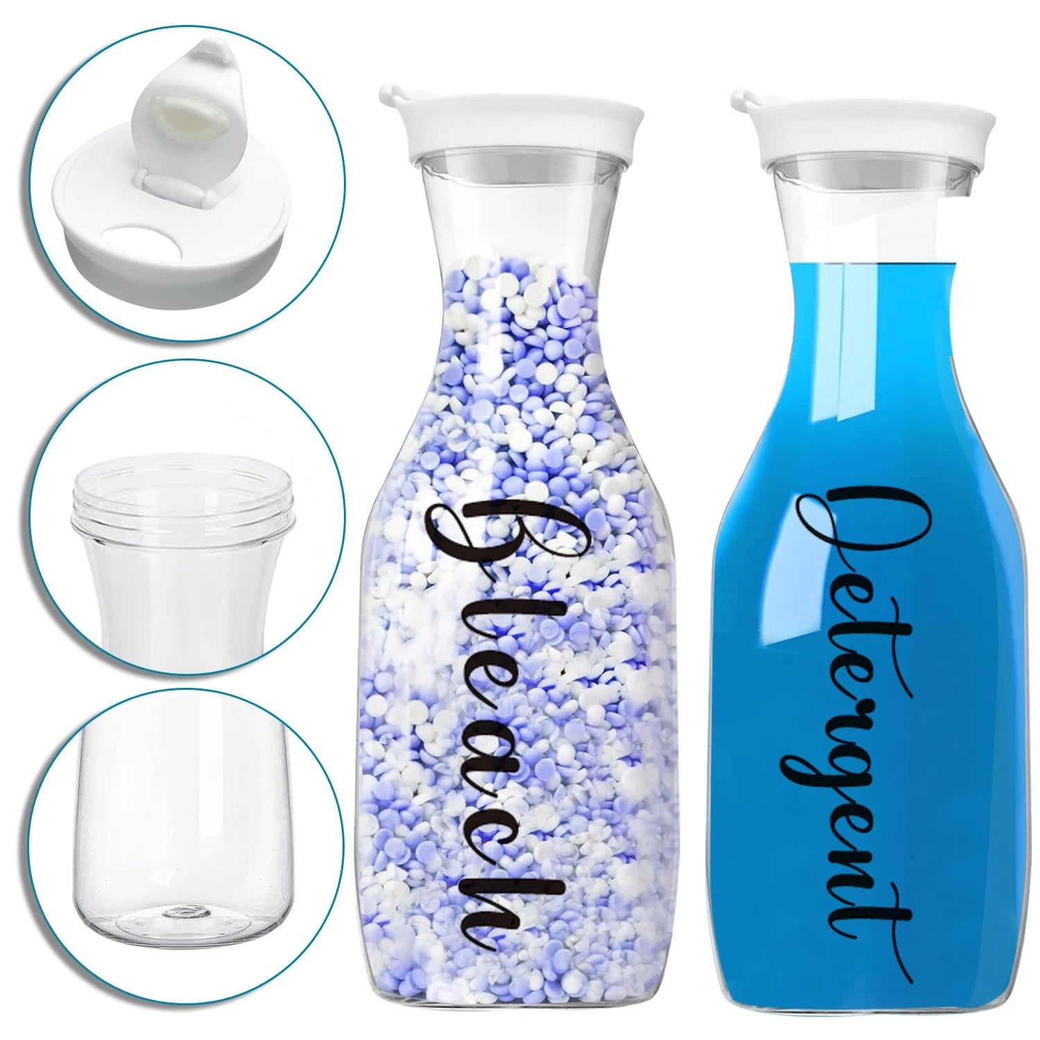 Organize Your Laundry Room in Style — Refillable Detergent & Softener Dispenser Set | 2pcs, 1000ml Each, Clear Plastic, Labels Included