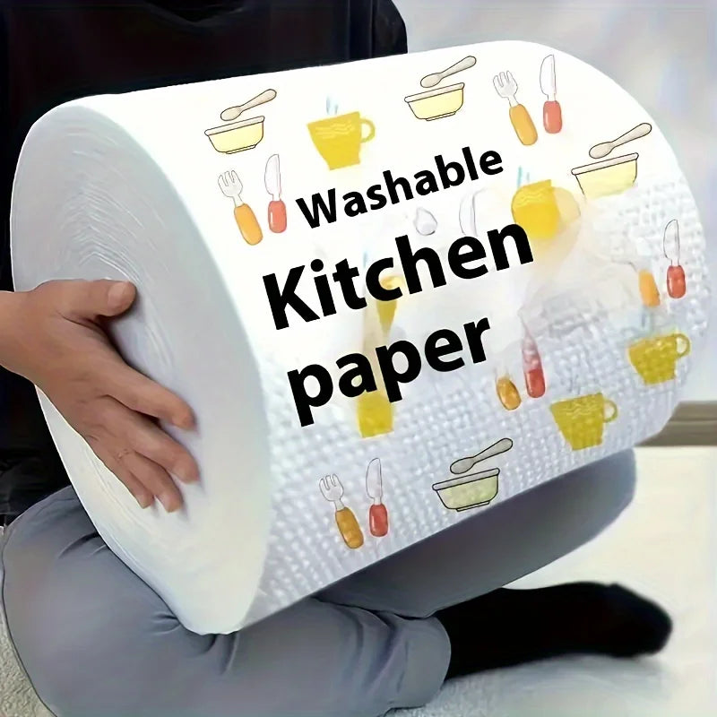 Ditch Paper Towels for Good — Washable Reusable Kitchen Cleaning Cloths | Pearl Embossed Non-Woven Roll, Oil Absorbent, Eco-Friendly