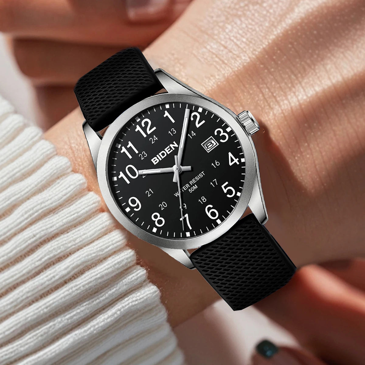 BIDEN Men's Waterproof Luminous Quartz Sports Watch