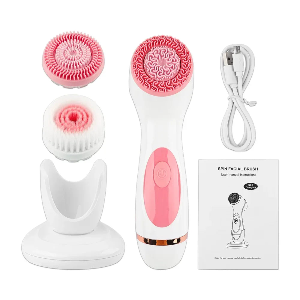 3-in-1 Electric Sonic Facial Cleansing Brush