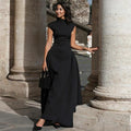 Sleeveless A-Line Prom Banquet Evening Dress — Solid Elegant Midi Formal Dress