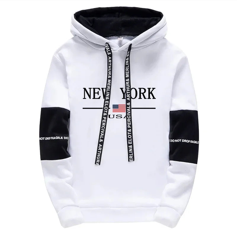 Men's Print Hoodie & Jogger Pants Tracksuit – Autumn Winter Casual Sportswear Set