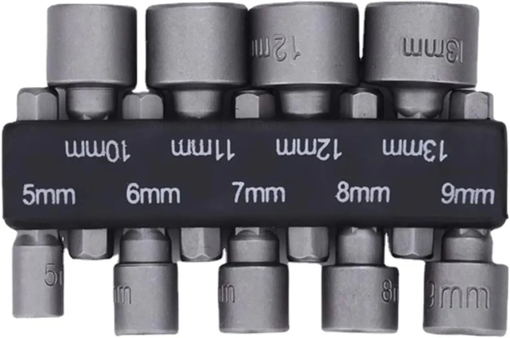 Tighten. Drive. Done. — 9-Piece Hex Socket Nut Driver Set | 5mm–13mm Sleeve Nozzles, Screwdriver Bits & Socket Wrenches
