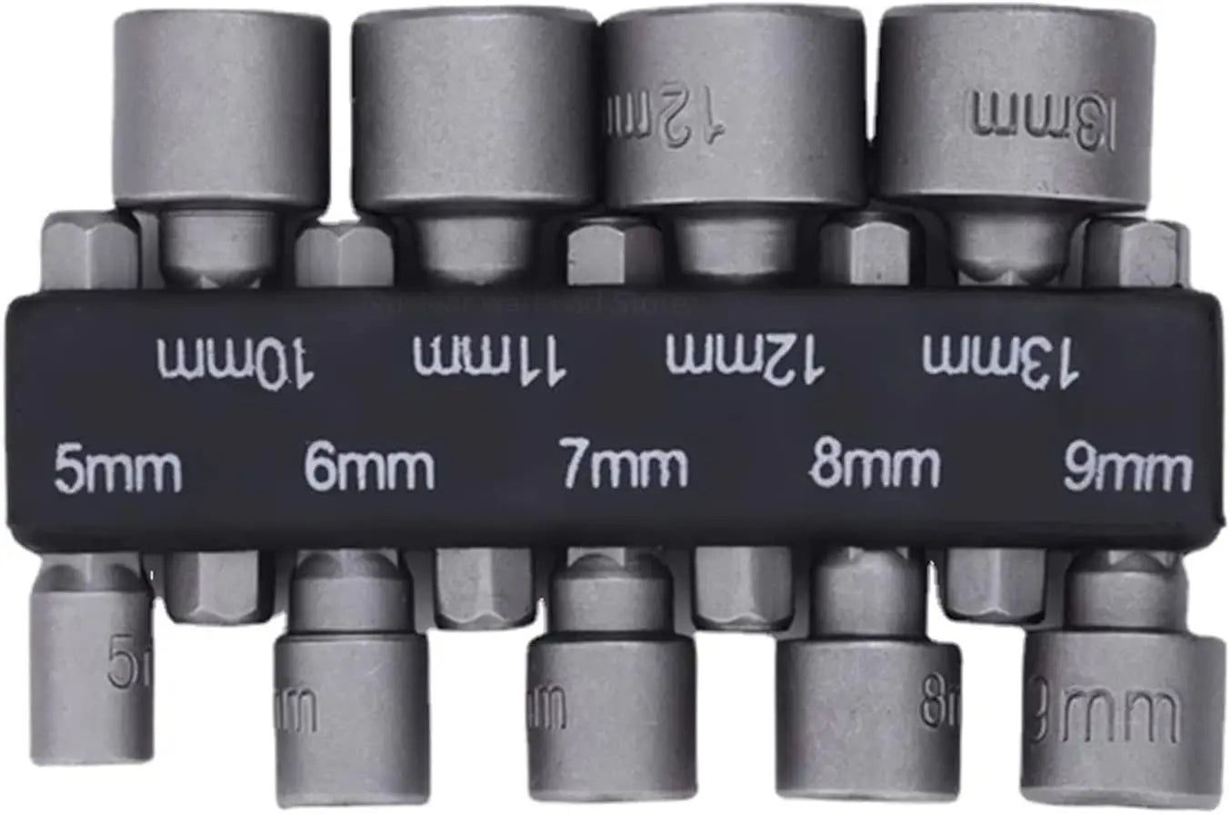 Tighten. Drive. Done. — 9-Piece Hex Socket Nut Driver Set | 5mm–13mm Sleeve Nozzles, Screwdriver Bits & Socket Wrenches