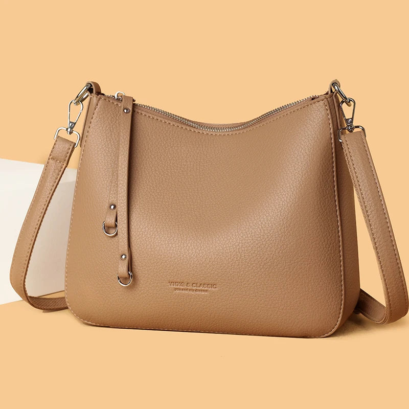Luxury PU Letter Detail Shoulder Crossbody Tote Bag – Large Capacity Messenger Handbag for Women