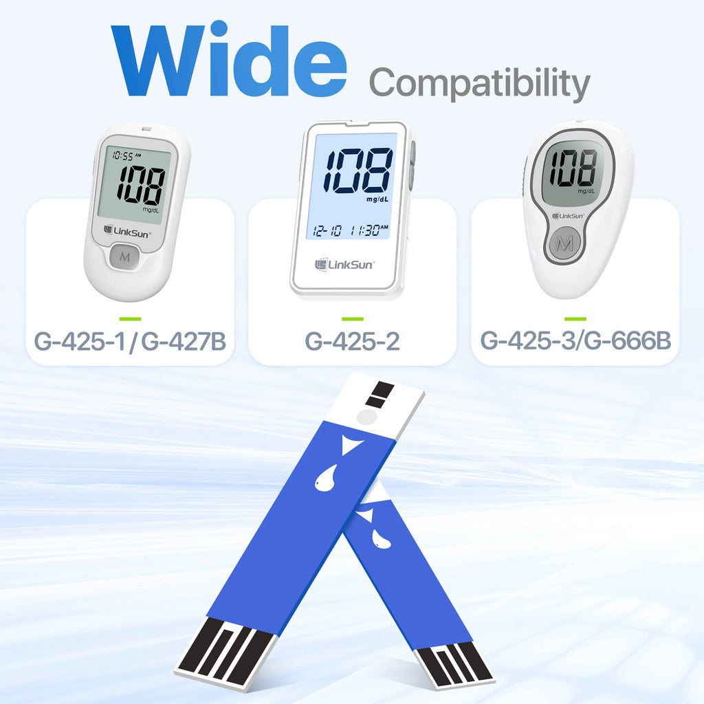 Linksun Blood Glucose Test Strips & Lancets – Compatible with G-425-2, G-427B & G-425-3 Glucometers (50/100/200/300/500 pcs)
