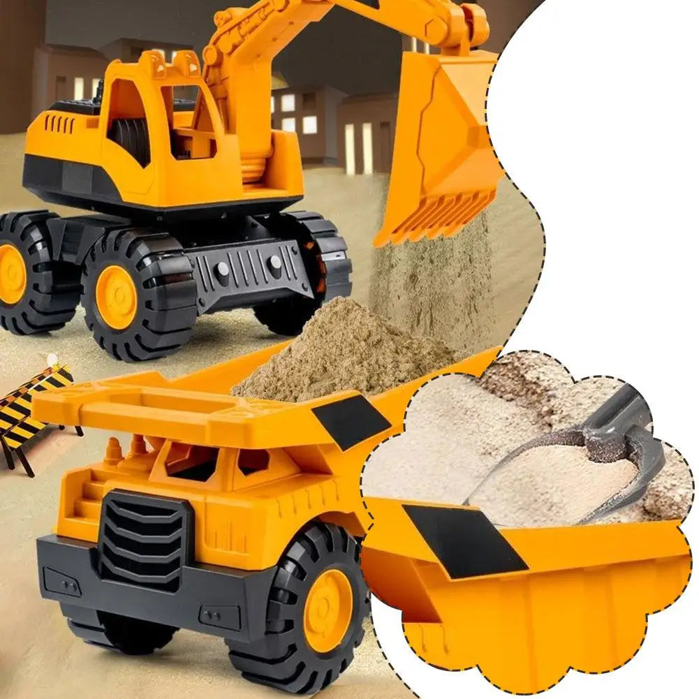 Inertial Beach Construction Truck Toy – Digger, Bulldozer & Tipper for Kids
