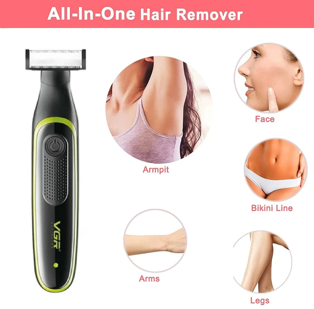 VGR One Blade Waterproof Hair & Beard Trimmer | IPX5 Wet/Dry, Rechargeable, 3 Guide Combs, Men & Women V-017
