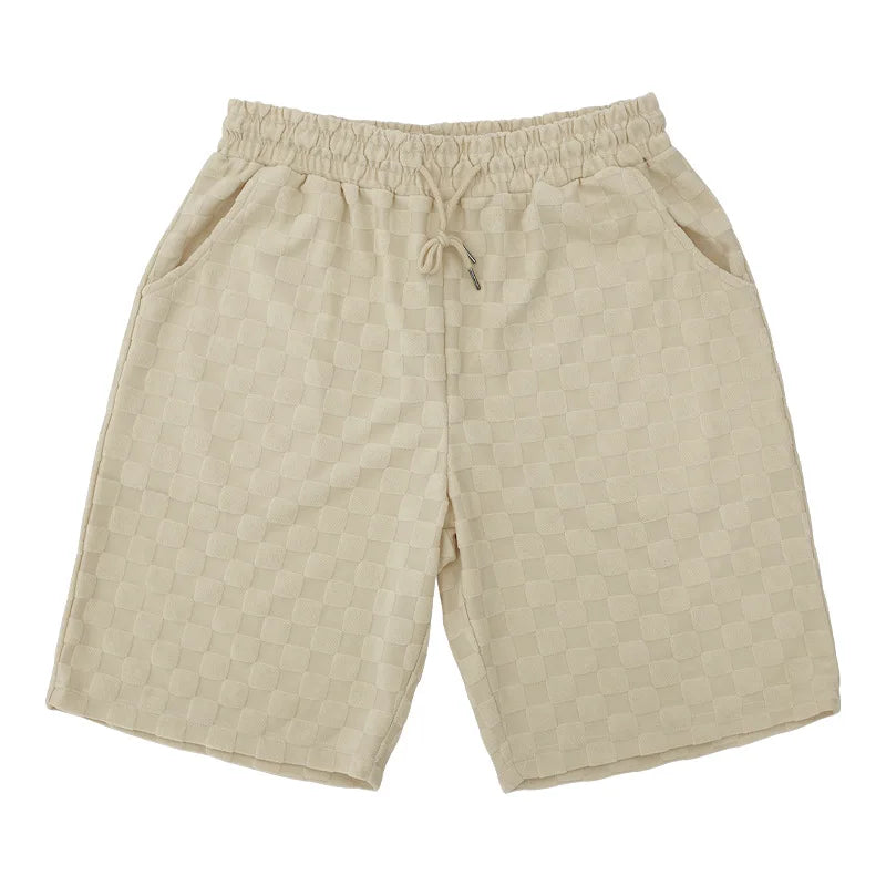 Men's Oversized Chessboard Plaid Shirt & Shorts Set – Loose Summer Leisure 2-Piece