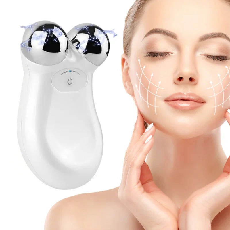 5-Level Microcurrent EMS Face Roller – V-Line Lifting, Skin Tightening & Serum Absorption Device