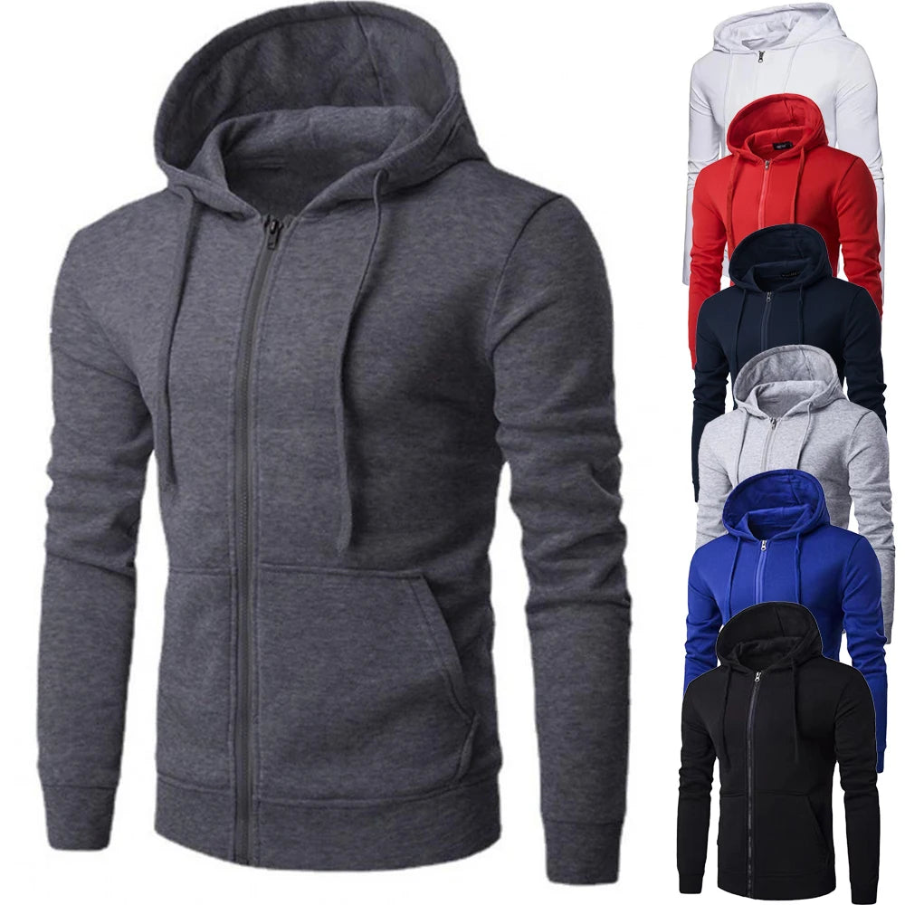 Men's Zip Hoodie Slim Fit Sweatshirt — Fitted Casual Zip-Up Hoodie