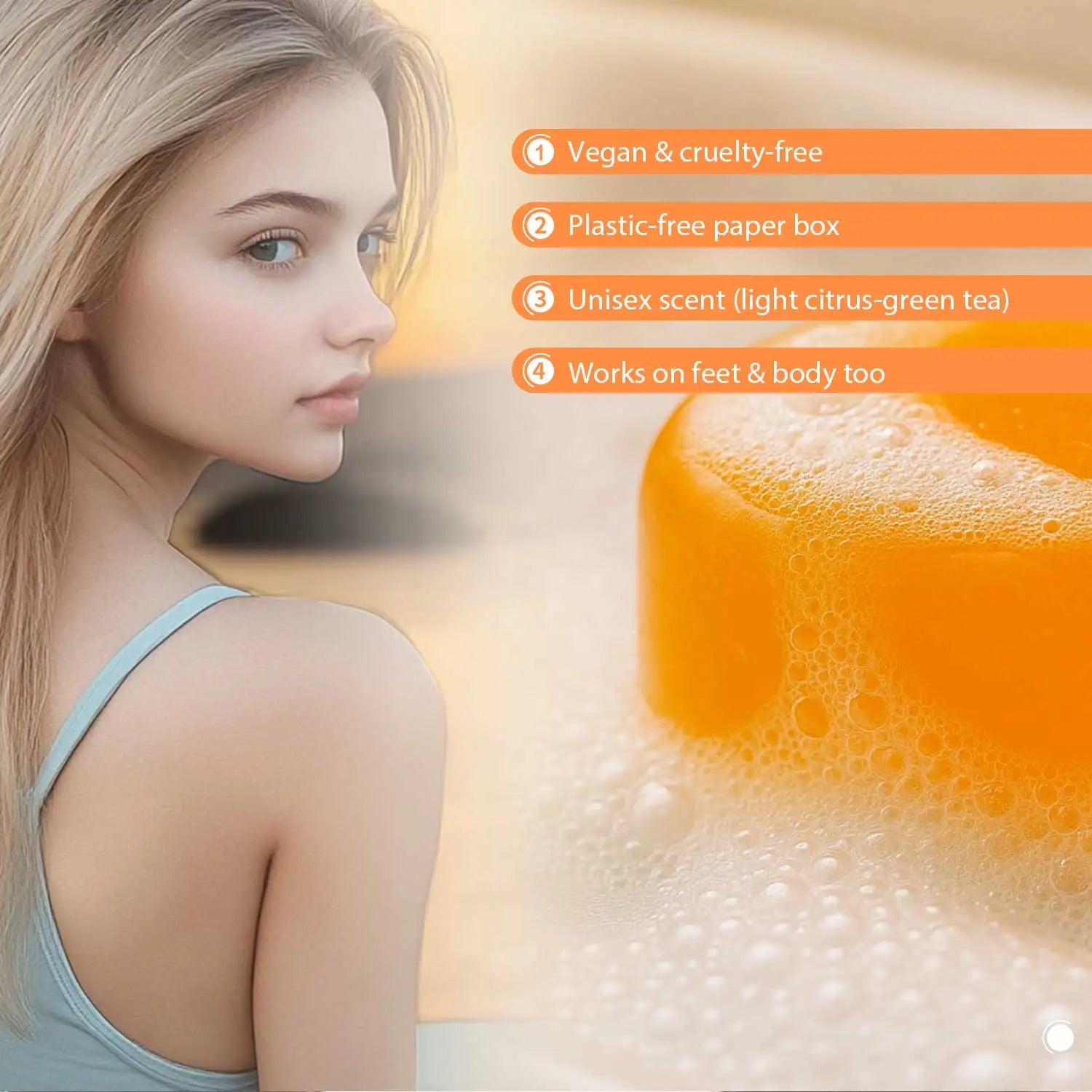 Persimmon & Green Tea Soap Bar – Natural Body Odor Soap for Men & Women, 100g