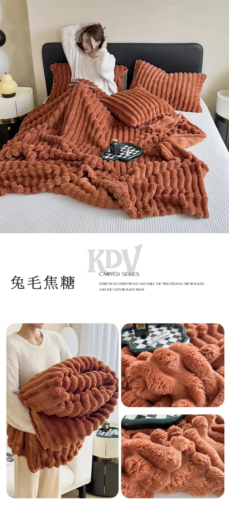 Faux Rabbit Fur Blanket – Plush Throw & Bedding Set Options