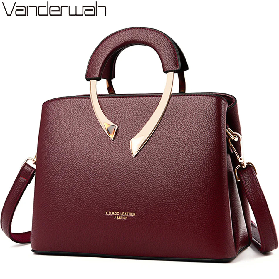 VANDERWAH Luxury Microfiber Leather Casual Tote Bag – Designer Shoulder Crossbody Handbag for Women