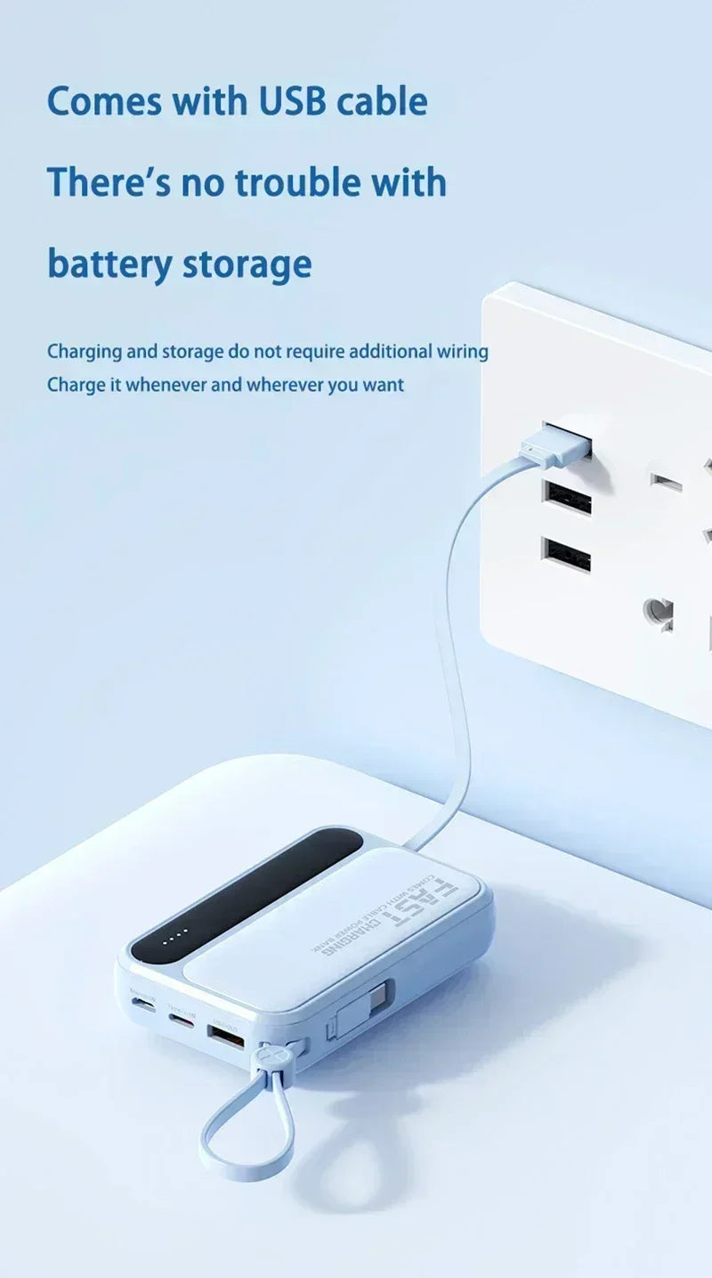 VIVO 500000mAh Power Bank – Built-in 4 Cables Super Fast Charging Portable External Battery 2026