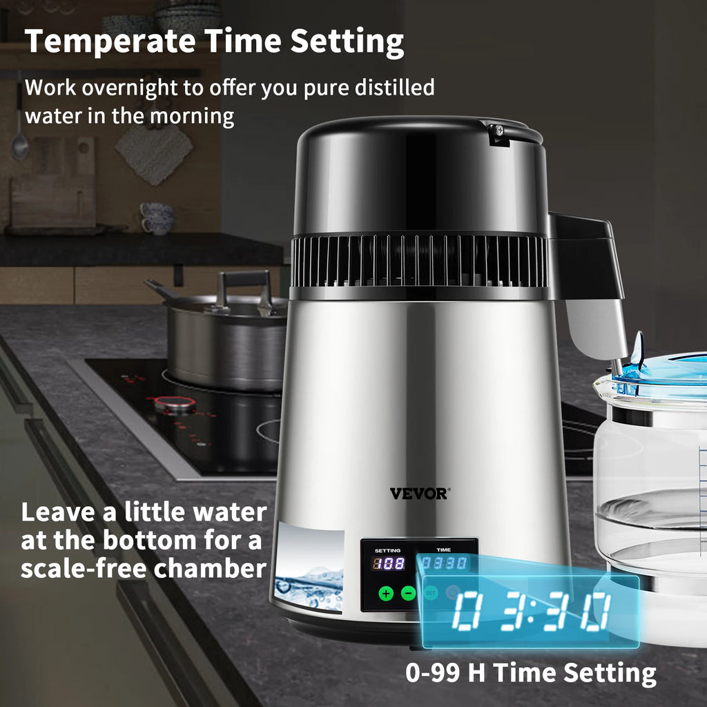 SucceBuy 4L Water Distiller Purifier Filter — Touch Screen, 5-Stage Filtration, 1L/H Distilling Speed
