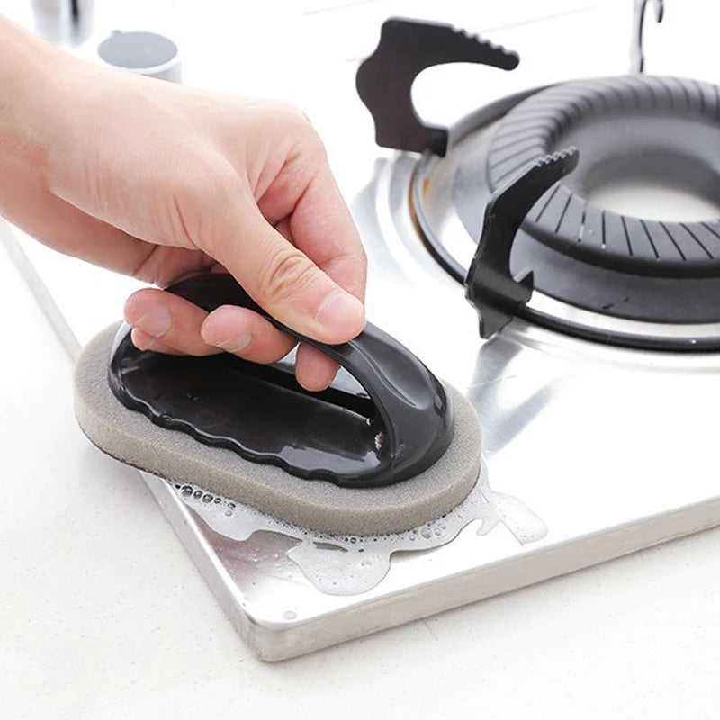 Erase Rust. Scrub Stains. Sharpen Knives. — Magic Nano Emery Sponge Cleaning Brush | Eraser, Rust Remover, Ergonomic Handle, Kitchen & Bath