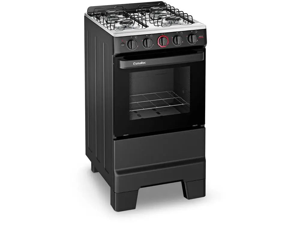 Esmaltec 4-Burner Black Gas Range – Freestanding Stove, Lit-Bivolt