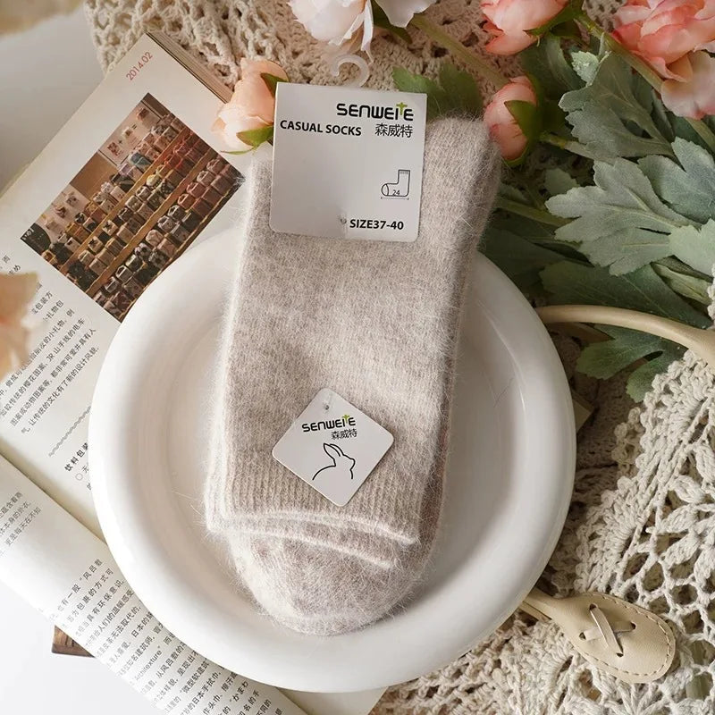 Thick Cashmere-Blend Winter Crew Socks