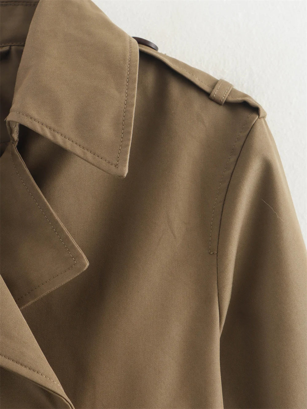 Women's Vintage Cropped Trench Jacket – Double-Breasted High-Waist Streetwear Coat