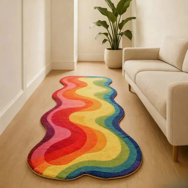 VIKAMA Gradient Wave Rug – Non-Slip Bedroom & Living Room Mat