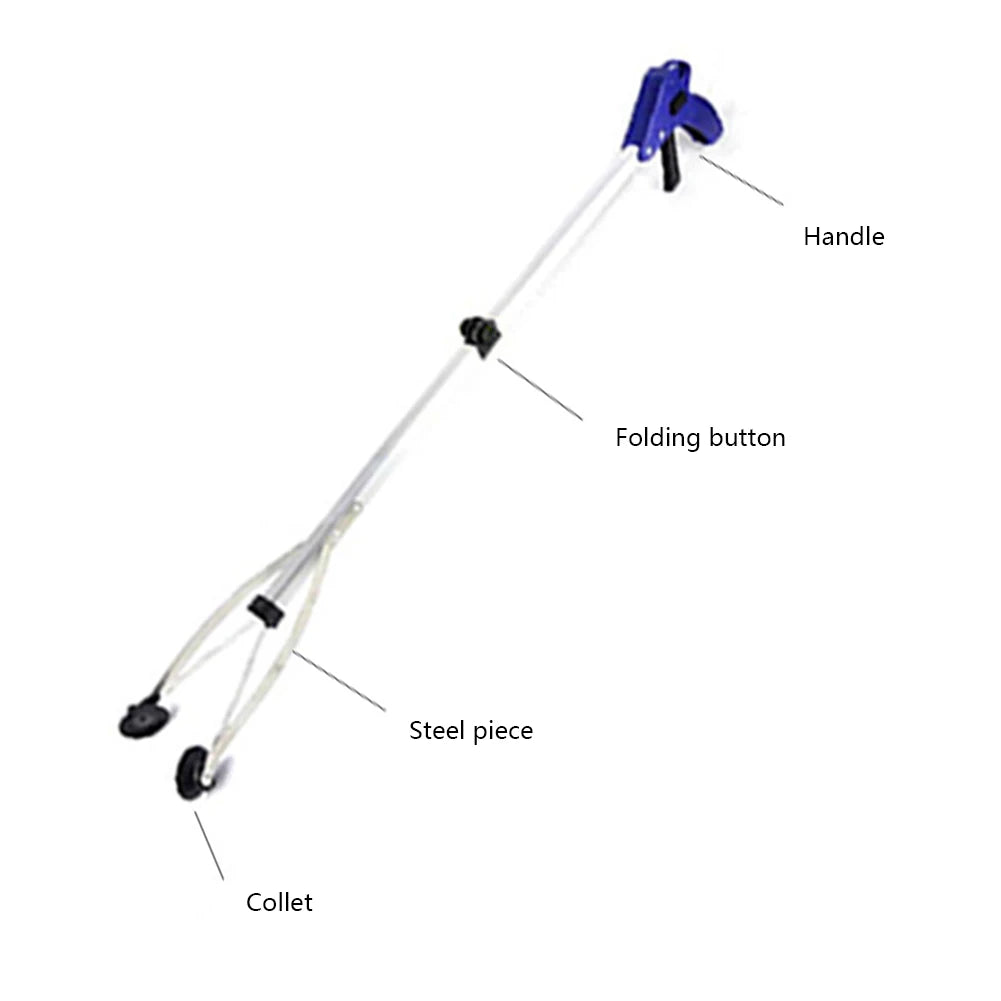 80cm Foldable Grabber Reacher Tool — 360° Rotating Trash Picker & Gripper Extender
