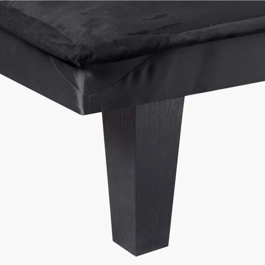 Gewnee 63.8" Futon Sofa Bed | Black Convertible Sleeper Couch, 3-Position Backrest, Faux Suede, Small Spaces