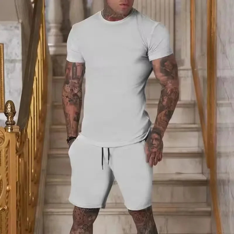 Men's Breathable T-Shirt & Shorts Casual Summer Sport Set – Fashionable Outdoor 2-Piece