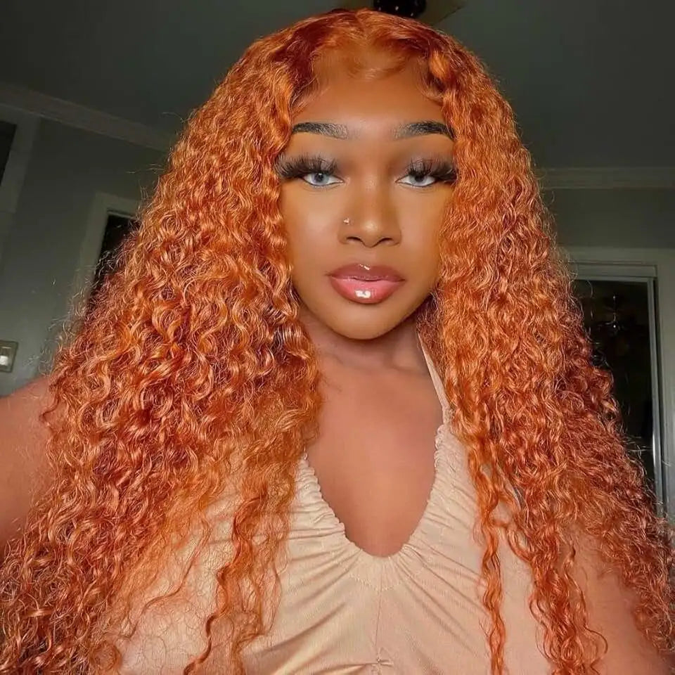 Ginger Orange Deep Wave Lace Front Wig | 30–36 Inch 13x4 13x6 4x4 HD Lace Colored Human Hair Pre-Plucked