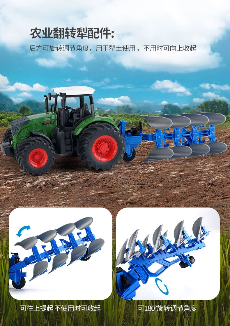 Farm Tractor Toy with Trailer & Accessories – Simulation Farmer Vehicle Set for Kids