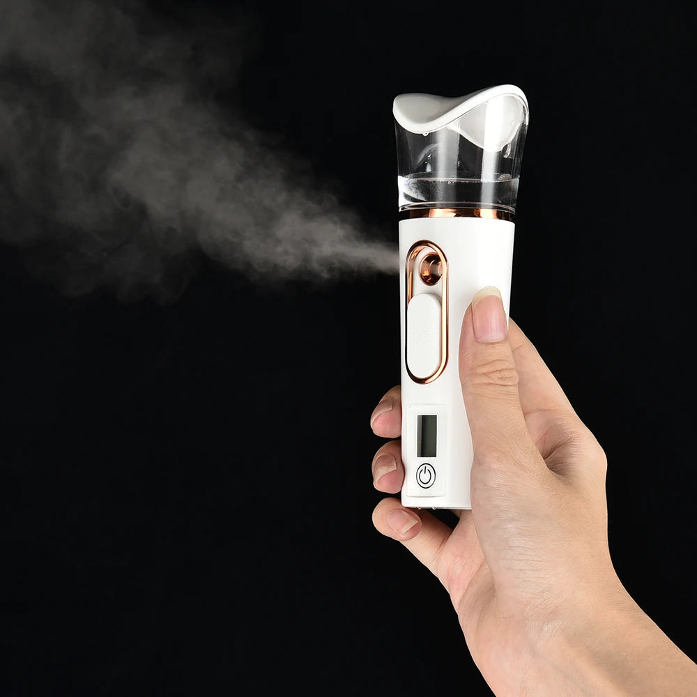Handheld Nano Mist Facial Steamer – Portable Hydrating Humidifier with LED Display
