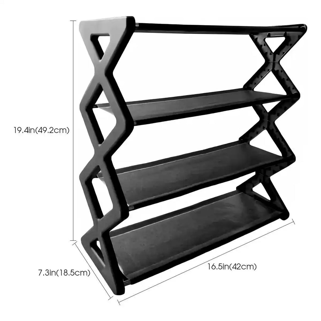 4-Tier X-Type Dustproof Shoe Storage Rack — Foldable Steel Organizer for Entryways, Bedrooms & Dorms