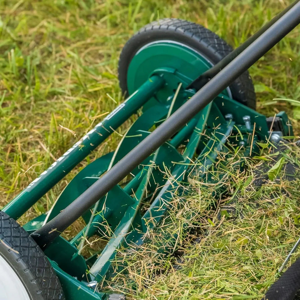 16-Inch 7-Blade Reel Mower with Grass Catcher | Manual Push, Scissor-Cut Precision, Adjustable Height, Eco-Friendly